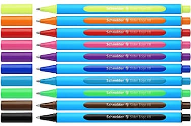 Schneider Slider Edge XB Extra Broad Ballpoint Pen 14 mm Light Blue Barrel Assorted Ink Colors Pack of 10 Pens 152290