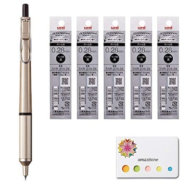 amazdone uni Jetstream Edge 028mm OilBased Ballpoint Pen Champagne Gold Body SXN10032825Jetstream Edge 028mm Ballpoint Pen RefillsSXR20328 Black 5 Refills Set and Sticky Notes