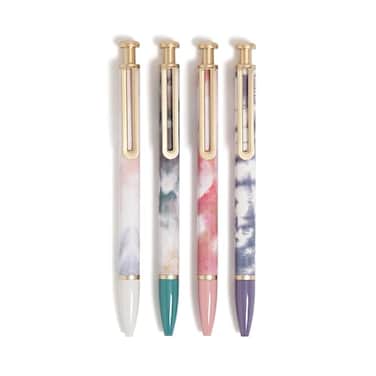 U Brands Monterey Ballpoint Pens Set of 4 Soft Dye With Gold Details Bold 10 mm Point Black Ink