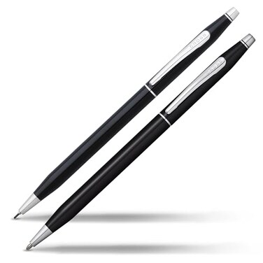 Cross Classic Century Refillable Pen Pencil Gift Set Presented in a Luxury Gift Box Medium Point Black Ink Black Chrome