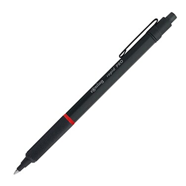 rOtring Rapid Pro Retractable Ballpoint Technical Drawing Pen Medium Point Blue Ink Black FullMetal Body