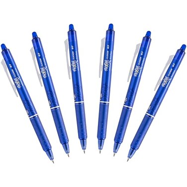 Pilot FriXion Ball 07mm Erasable Gel Pens Fine Point Blue Ink Pack Of 6