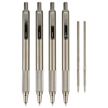 Zebra Pen F701 Ballpoint Black Ink Fine Point 08mm Pen Heavy Duty Durable Stainless Steel Barrel Knurled Grip Silent Retractable Plunger Ideal for Tactical Use 4Pack Plus 2 Refills 50113