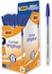 BIC Cristal Original Ballpoint Pens Medium Point 10 mm EveryDay Writing Pens with Clear Barrel Blue Box of 50