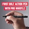 GPCA GP 1945 Pen LITE Pen Light Smart Alternative Refillable EDC Multitool with MultiTone Rescue Whistle Measurement on grip Survival Gear for Camping Hiking Aluminum Jet Black 1Pack