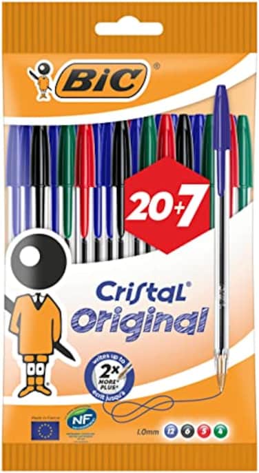 BIC Cristal Original Ballpoint Pens Medium Point 10 mm Assorted Colours Pouch of 207