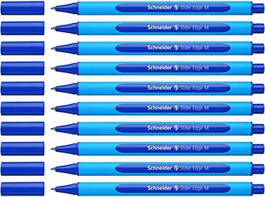 Schneider Slider Edge M Medium Ballpoint Pen 10 mm Light Blue Barrel Blue Ink Box of 10 Pens 152103