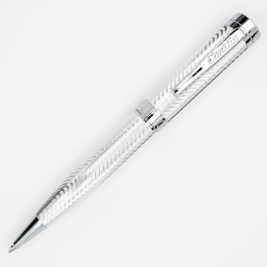 Conklin Herringbone Signature Ballpoint Pen Silver with Chrome Trim Intricate Engraved Design Refillable for Longevity Elegant Gift for Professionals and Writing Enthusiasts