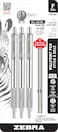 Zebra Pen F701 Ballpoint Black Ink Fine Point 08mm Pen Heavy Duty Durable Stainless Steel Barrel Knurled Grip Silent Retractable Plunger Ideal for Tactical Use 3Pack Plus 2 Refills 29412
