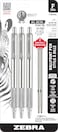 Zebra Pen F701 Ballpoint Black Ink Fine Point 08mm Pen Heavy Duty Durable Stainless Steel Barrel Knurled Grip Silent Retractable Plunger Ideal for Tactical Use 3Pack Plus 2 Refills 29412