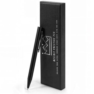 Mesikit Titanium Bolt Action Pen Refillable Fine Tip 05mm Ballpoint Matte Black Sandblasted Finish Durable EDC Writing Pen with Pocket Clip Gift Box Included