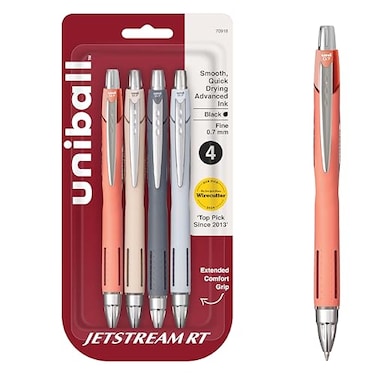 Uni-Ball uniball Jetstream RT Pens NY Times Wirecutter Best Pen for Over a Decade Pack of 4 Black Fine Point Pens 07mm Back to School