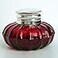 BM Antique Silver Ruby Red Glass Inkwell Desk Ink Well