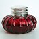 BM Antique Silver Ruby Red Glass Inkwell Desk Ink Well