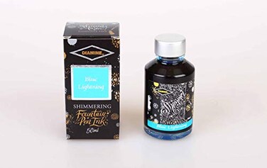 Diamine Fountain Pen Bottled Ink 50ml Shimmering Blue Lightning