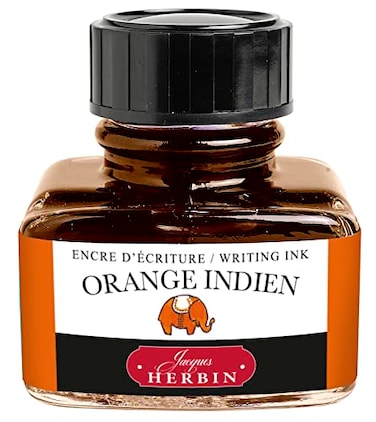 Jacques Herbin Herbin Jacques Ref 13057T Ink for Fountain Pens Rollerball Pens Orange Indien 30ml Bottle with Integrated Pen Rest