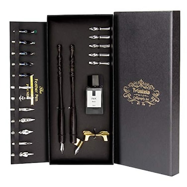 Trustela Calligraphy Set for Beginners Dip Pen Set with 19 Nibs Oblique Pen Holder Wooden Pen Set