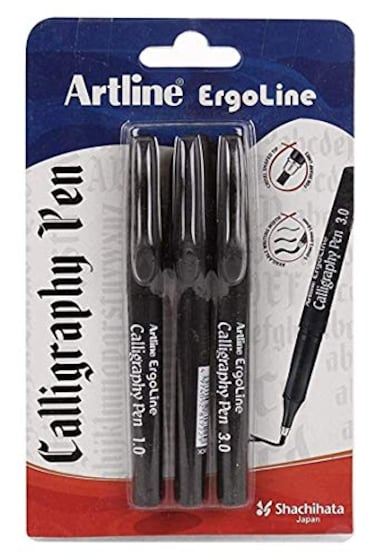 Artline Ergoline Calligraphy Fountain Pen with 1020 30mm nibs Black Ink