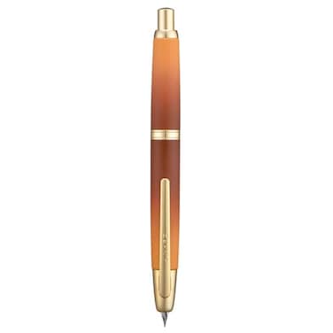 Wikult Jinhao 10 Press Fountain Pen with Box Caramel Orange Gradient Retractable Extra Fine Nib with Ink Converter Set Golden Clip