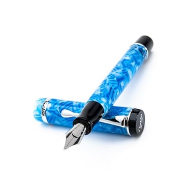 Conklin Duragraph Fountain Pen Ice Blue Medium Nib Timeless Writing Instrument with Cool Blue Finish