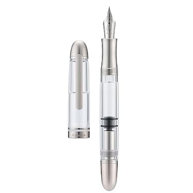 Asvine P36 Titanium Fountain Pen Piston Filling Extra Fine Nib Clear Transparent Acrylic Smooth Writing Pen Case Set