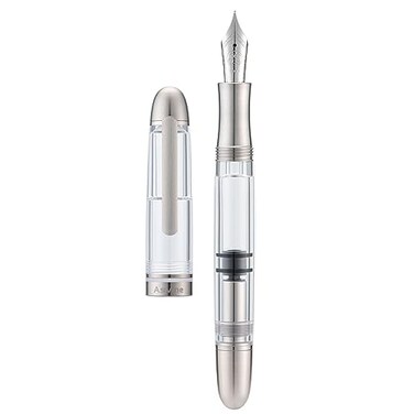 Asvine P36 Titanium Fountain Pen Piston Filling Bock Medium Nib Clear Transparent Acrylic Smooth Writing Pen Case Set