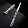 HONG DIAN D1 Piston Fountain Pen Extra Fine Nib Hollow Skeleton Resin Pen with Metal Case Set Silver