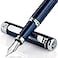 Scriveiner Midnight Blue Fountain Pen Stunning Luxury Pen with Chrome Appointments Schmidt Nib Fine Best Pen Gift Set for Men Women Professional Executive Office Nice Pens