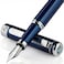 Scriveiner Midnight Blue Fountain Pen Stunning Luxury Pen with Chrome Appointments Schmidt Nib Fine Best Pen Gift Set for Men Women Professional Executive Office Nice Pens