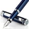 Scriveiner Midnight Blue Fountain Pen Stunning Luxury Pen with Chrome Appointments Schmidt Nib Fine Best Pen Gift Set for Men Women Professional Executive Office Nice Pens