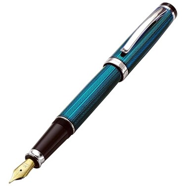Xezo Incognito Fountain Pen Fine Nib Deep Blue Lacquer with Pure Platinum Plating Handcrafted Limited Edition Serialized