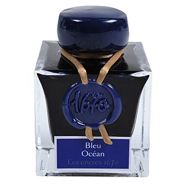 Jacques Herbin J Herbin 1670 Anniversary Inks Gold Sheen 50 ml Bottled Blue Ocean Deep Blue Ink
