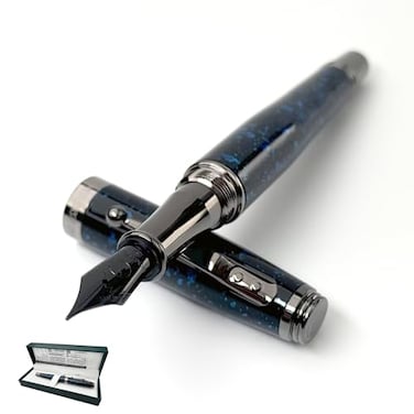 Monteverde Invincia Vega Starlight Blue Fountain Pen Broad Nib Premium Writing Instrument Elegant Design