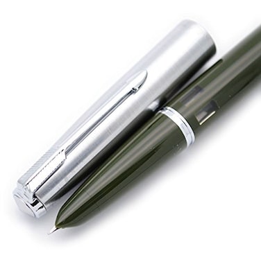 czxwyst 601 Steel Cap Vacumatic Fountain Pen army green with ink window