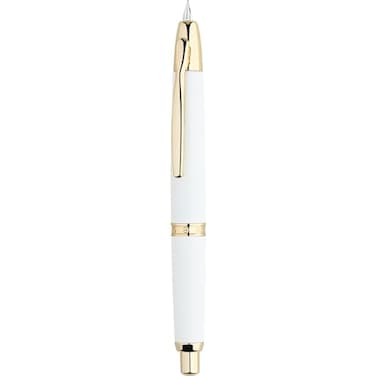 erofa Majohn A1 Press Fountain Pen Fine Nib with Box Retractable White Metal Ink Pen with Converter Writing Set Golden Clip Version