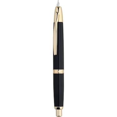 erofa Majohn A1 Press Fountain Pen Fine Nib with Box Retractable Black Metal Ink Pen with Converter Writing Set Golden Clip Version