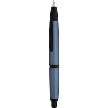 erofa Majohn A1 Press Fountain Pen Fine Nib with Box Retractable Blue Metal Ink Pen with Converter Writing Set Black Clip Version