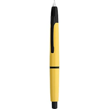 erofa Majohn A2 Press Fountain Pen Extra Fine Nib with Box Retractable Yellow Resin Ink Pen with Converter Writing Set Black Clip Version