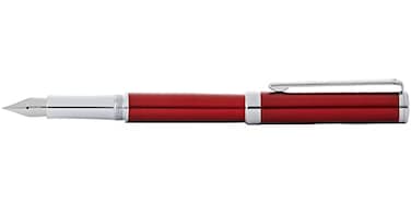 Sheaffer Intensity Engraved Red Lacquer wChrome Trim and Medium Nib Fountain Pen wRed Bottle Ink Giftset
