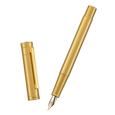 HONG DIAN Forest Pro Solid Brass Fountain Pen Bent Nib for Fude Calligraphy Writing Fine to Broad with Converter and Metal Pen Box Set