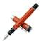 Lanxivi Jinhao Classic Fountain Pen with Jinhao Stamp Orange Red Celluloid Silver Trim Medium Nib with Conveter and Pen Case Set