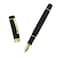 Lanxivi Classic Fountain Pen Vivid Black Celluloid with Jinhao Stamp Medium Nib with Conveter and Pen Case Set