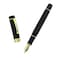 Lanxivi Classic Fountain Pen Vivid Black Celluloid with Jinhao Stamp Medium Nib with Conveter and Pen Case Set