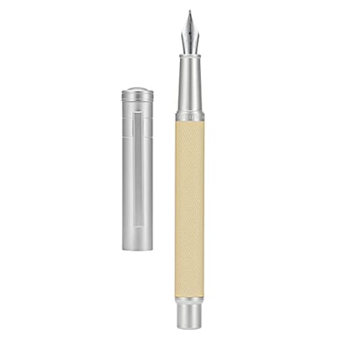 Asvine Hongdian White Forest Fountain Pen Blade Nib Classic Design Calligraphy Pen with Converter and Metal Pen Case Set