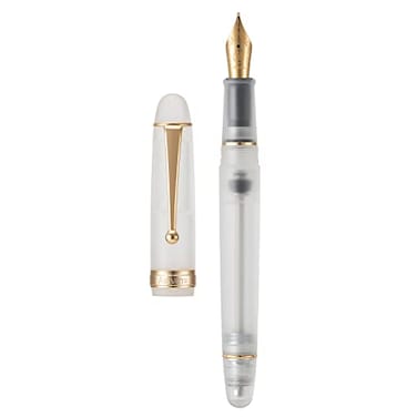 Asvine V126 Vacuum Filling Fountain Pen Medium Nib Frosted Transparent Clear Acrylic LargeCapacity with Gift Case