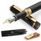 Dryden Designs Fountain Pen and Notebook Clips Intense Black Medium Nib Includes 6 Ink Cartridges Pouch and Ink Refill Converter Classic Writing Tool