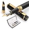 Dryden Designs Fountain Pen Medium Nib and Fine Nib Includes Luxury Box 6 Ink Cartridges 3 Black 3 Blue and Ink Refill Converter Intense Black