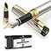 Dryden Designs Fountain Pen Medium and Fine Nibs Metallic Silver Includes 24 Ink Cartridges 12 Black and 12 Blue