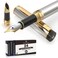 Dryden Designs Fountain Pen Medium and Fine Nibs Metallic Silver Includes 24 Ink Cartridges 12 Black and 12 Blue