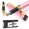 Dryden Designs Fountain Pen Medium and Fine Nibs Includes 24 Ink Cartridges and Ink Refill Converter Consistent Writing Smooth Flow Luscious Pink